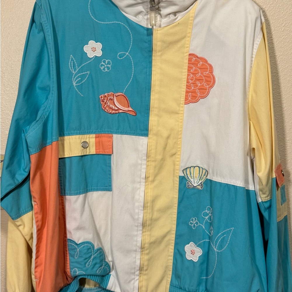 Colorful Patchwork Jacket With Embroidered Details - image 1